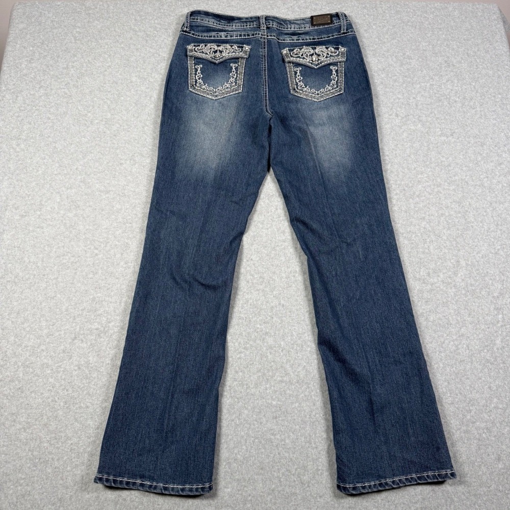 Vintage Y2K Earl Jean Blue Bootcut Denim Rhinestone Embroidered Size 8 Rodeo